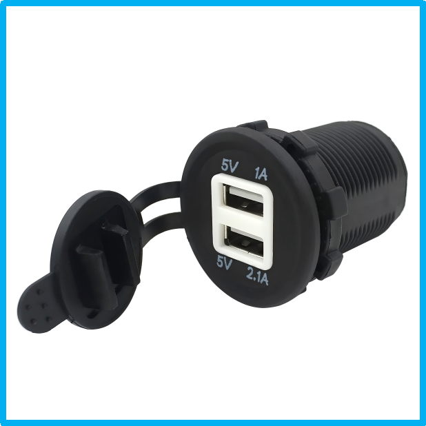 白芯藍燈雙USB充電器